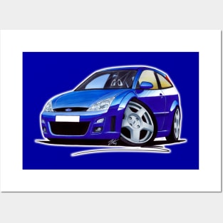 Ford Focus RS Blue Caricature Car Art Posters and Art